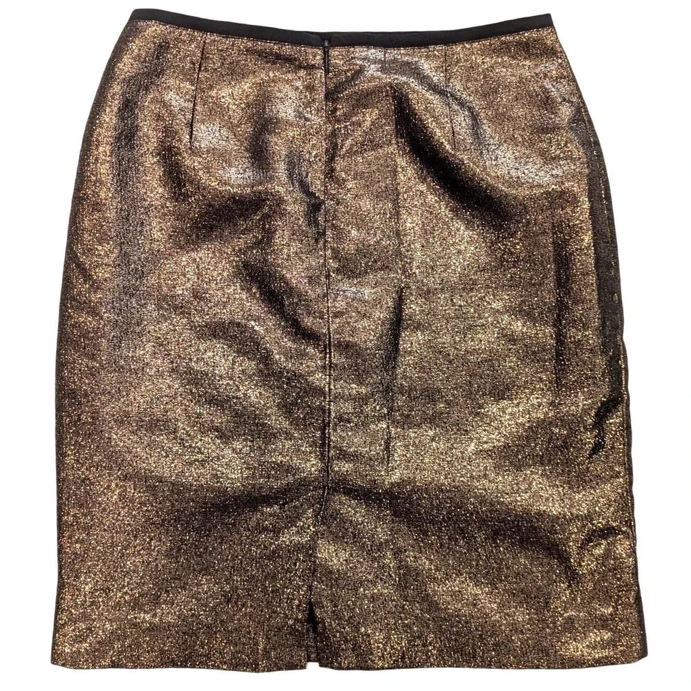 $325 TORY BURCH Brandy Metallic Bronze/Blk Pencil Skirt Holiday Party Cocktail 6
